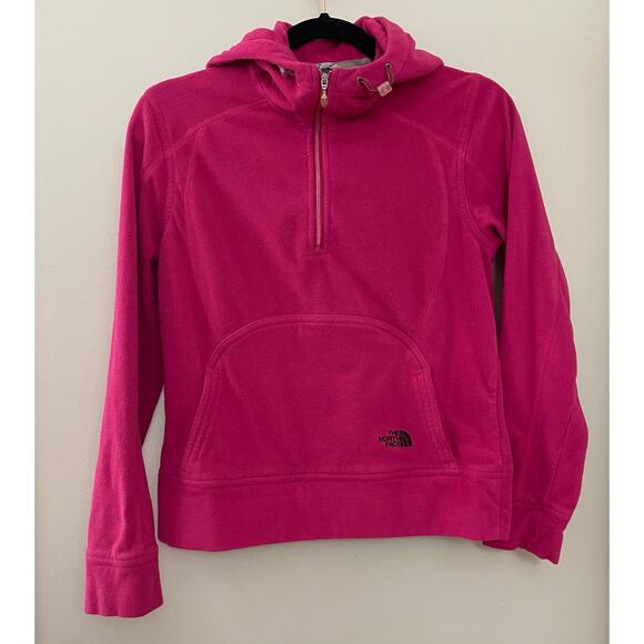 The North Face Barbie Hot Pink Outdoorsy Lounge Fleece 1/4th Zip Hoodie Jacket M - Picture 3 of 10
